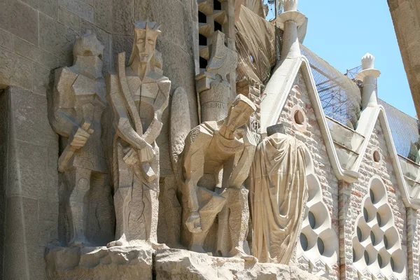 Barcelona Spanien Europa Juni Närbild Skulptur Gaudis Katedral Sagrada Familia — Stockfoto