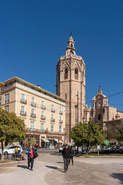 Valencia Hiszpania Luty Wieża Micalet Katedry Walencji Hiszpanii Lutego 2019 — Zdjęcie stockowe