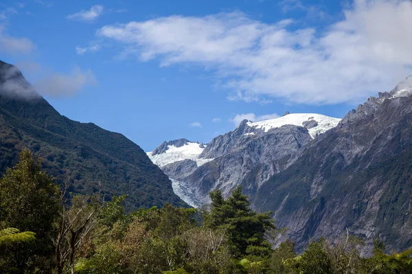 Vista Distância Glaciar Franz Joseph Nova Zelândia — Fotografia de Stock