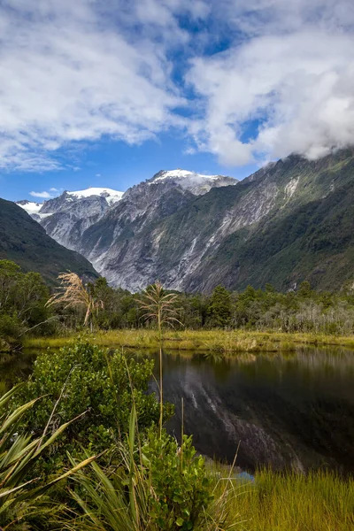Franz Joseph Buzulu Nun Yeni Zelanda Daki Uzak Manzarası — Stok fotoğraf
