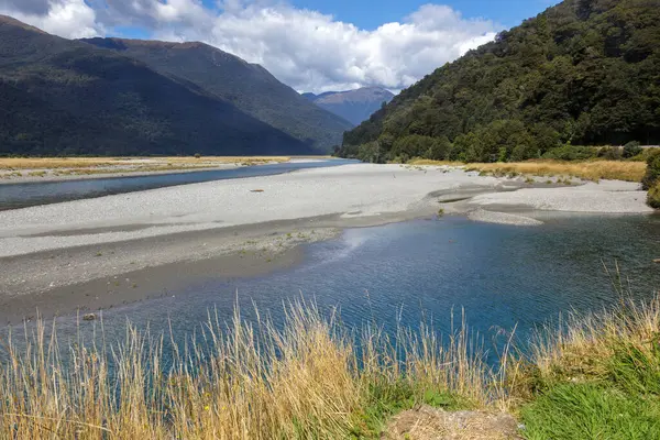 Una Vista Panoramica Sul Fiume Giacobbe Estate Nuova Zelanda — Foto Stock