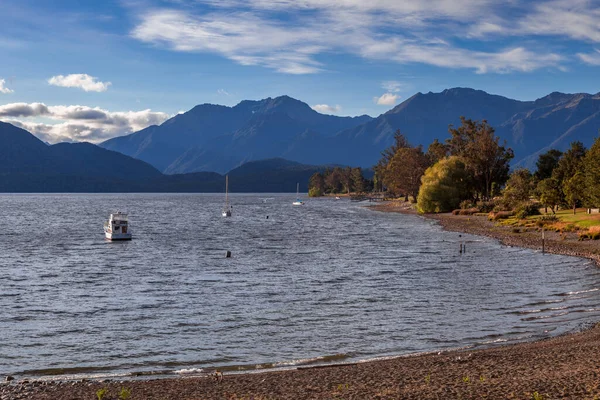 Boote Anau See Neuseeland Festgemacht — Stockfoto