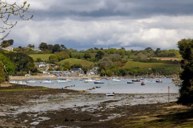 Helston, Cornwall 'da 14 Mayıs 2021' de Helford Creek 'ten alçak gelgitte HELFORD, CORNWALL, İngiltere - 14 Mayıs 2021' de görüntü. Kimliği belirsiz biri.