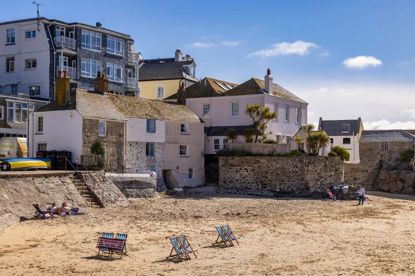 Ives Cornwall Storbritannien Maj Utsikt Över Hamnen Stranden Vid Ives — Stockfoto