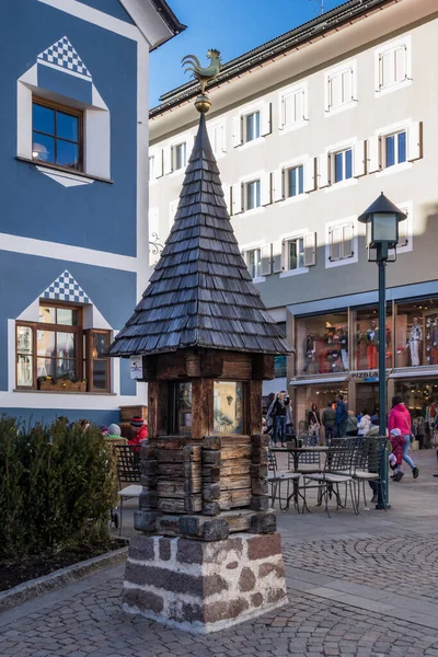 Ortisei Val Gardena South Tyrol Italy March Miniature Clock Tower — Stock Photo, Image