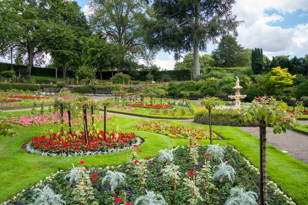 View Flower Display Quarry Park Shrewsbury Shropshire England — Stock Photo, Image