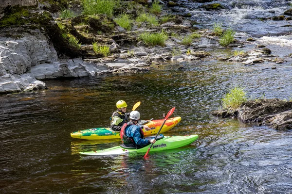 Berwyn Denbighshire Wales Липня 2021 Року Люди Каяються Річці Бервіні — стокове фото