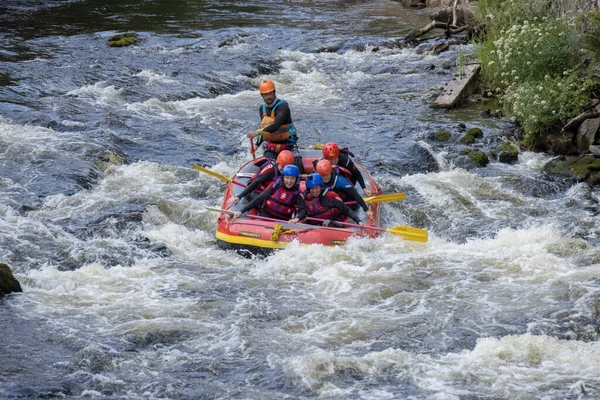 Berwyn Denbighshire Wales July People White Water Rafting River Dee — Stock Photo, Image