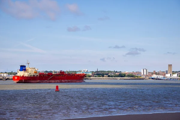 Liverpool Reino Unido Julho Navio Carga Rio Mersey Liverpool Inglaterra — Fotografia de Stock