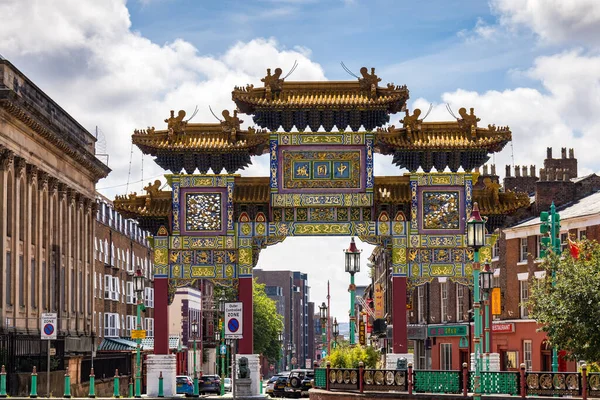 Liverpool Reino Unido Julio Vista Del Arco Chino Chinatown Liverpool — Foto de Stock