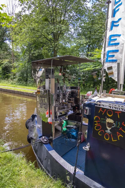 Trevor Wrexham Wales Juli Koffiezetapparaat Een Smalle Boot Bij Trevor — Stockfoto