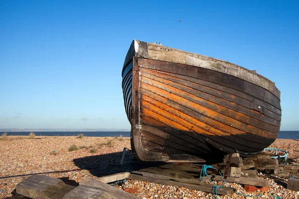 Dungeness Kent December Beached Rowing Boat Dungeness Kent December 2008 — 图库照片