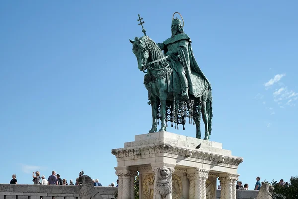 Statua di Santo Stefano al Bastione dei Pescatori Budapest — Foto Stock