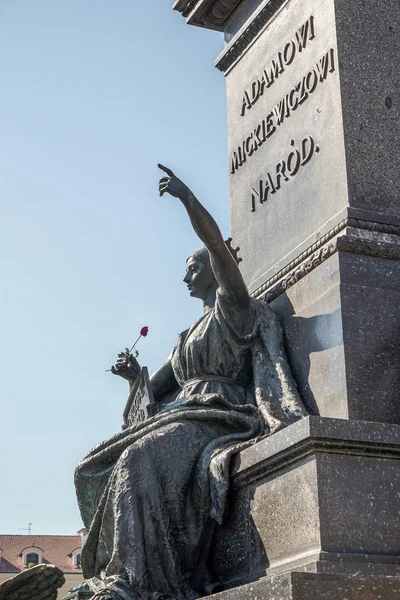 Adam Mickiewicz Monument in Krakow — Stock Photo, Image