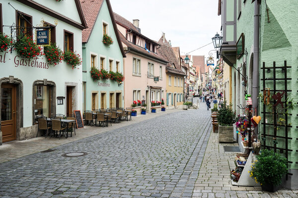 Picturesque street in Rothenburg