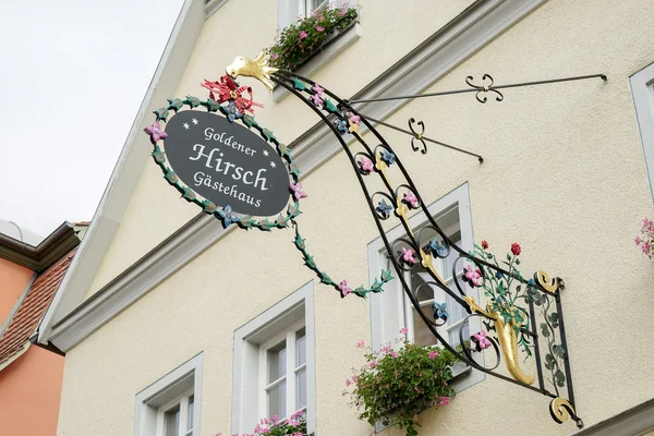Goldener Hirsch Gasthaus hanging sign in Rothenburg — Stock Photo, Image