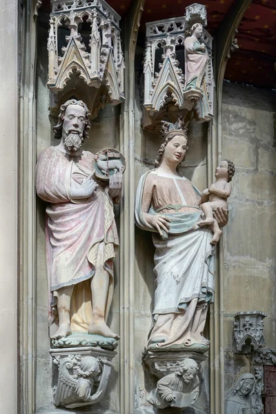 Estátuas José e Maria em São Tiago Chuch em Rothenburg — Fotografia de Stock