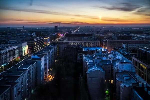 Early morning view over the skyline in Warsaw — Stock Photo, Image