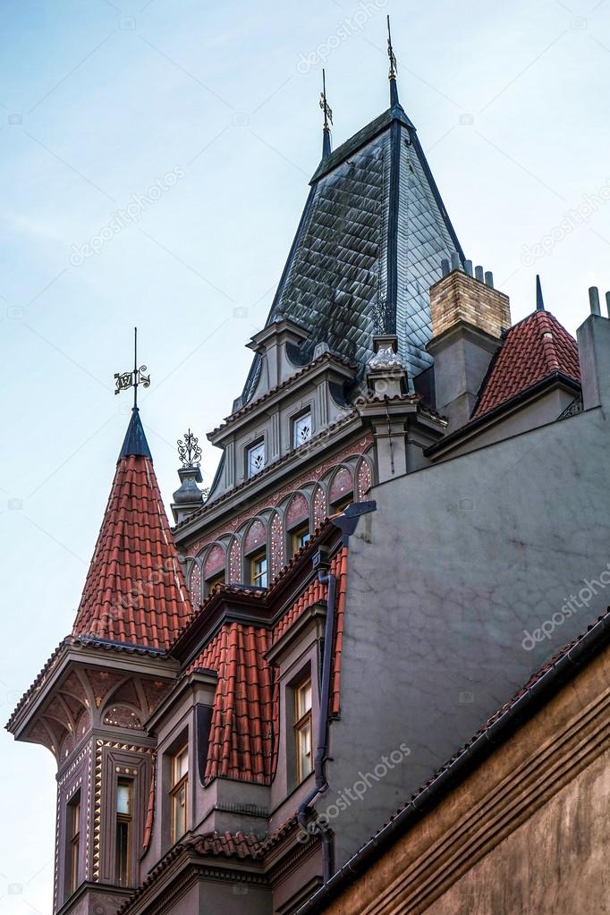 Ornate building housing the Restaurant U Stare Synagogy in Pragu