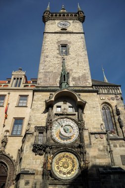 Astronomical clock at the Old Town City Hall in Prague clipart