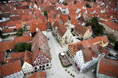 Almanya Bavyera'da Nordlingen Skyline havadan görünümü