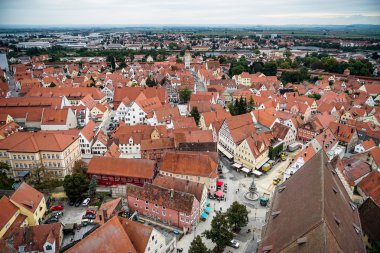 Almanya Bavyera'da Nordlingen Skyline havadan görünümü
