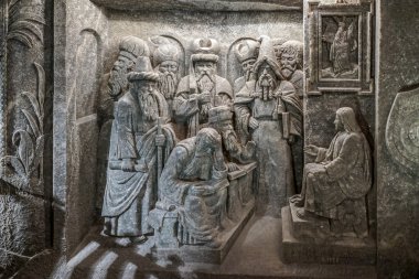 Salt statue of King Herod and the wise men in Wieliczka Salt min clipart