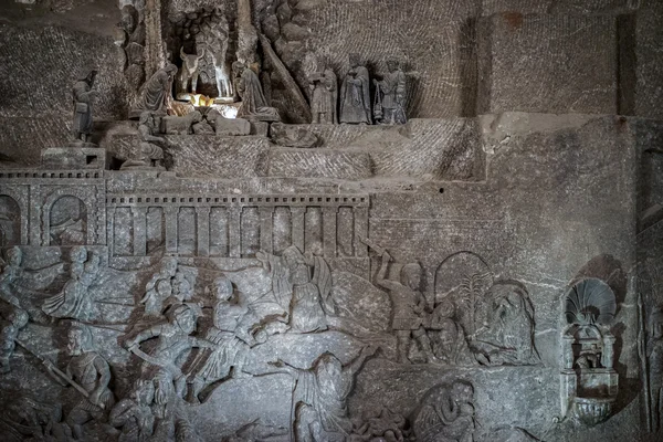 Reliéf se soli v Wieliczka sůl důl — Stock fotografie