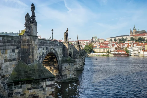 Widok z mostu Karola w kierunku St. Vitus Cathedral w Prag — Zdjęcie stockowe