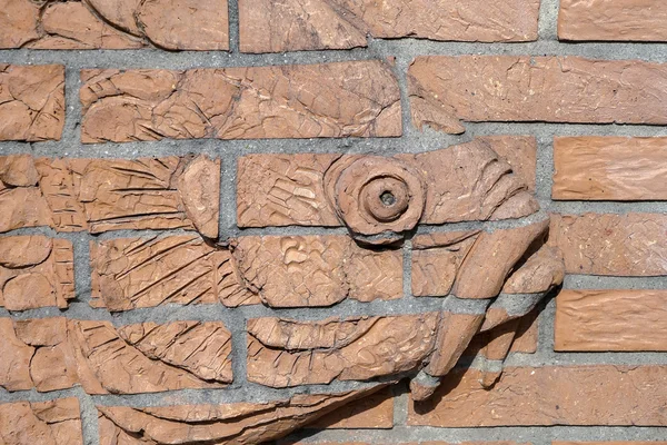 Fischrelief an der Mauer vor dem Zoo in Berlin — Stockfoto