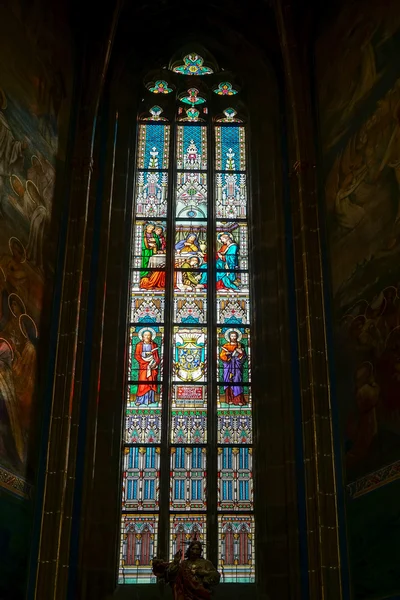 St Vitus Katedrali Prag vitray pencere — Stok fotoğraf