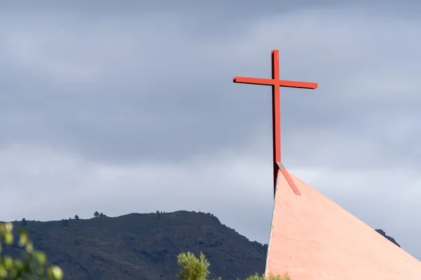 Gedeeltelijke weergave van de kerk van Jezus Christus Verlosser Callao Salva — Stockfoto