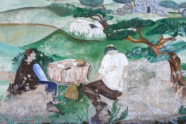 Duvar bir duvar üzerinde 17 Mayıs 2015 Cannigione Sardunya