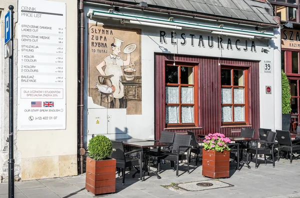 Facade of a Restaurant in Krakow Poland on September 19, 2014 — Stok fotoğraf