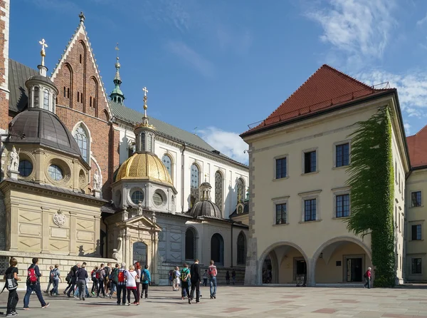 Tourists congregating outside Wawel Cathedral in Krakow Poland o — Stockfoto