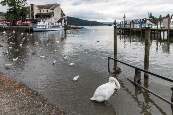 Boote am 20. August 2015 am Bug auf Windermere festgemacht — Stockfoto