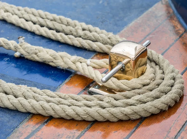 Rope on the Steam Yacht Gondola on Coniston Water Lake District — Stock Photo, Image