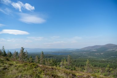 Loch Morlich doğru Cairngorms görünümünden