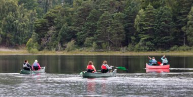 LOCH INSH, BADENOCH and STRATHSPEY/SCOTLAND - AUGUST 25 : Six pe
