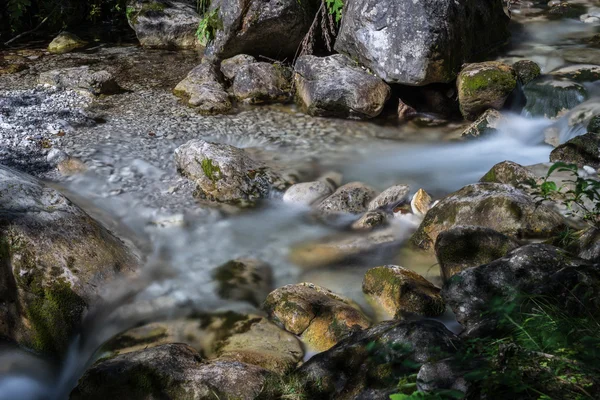 Pequeños rápidos en el torrente de Val Vertova Lombardía cerca de Bérgamo en —  Fotos de Stock