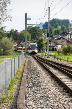 SACHSELN, SWITZERLAND/ EUROPE - SEPTEMBER 22: A train coming int