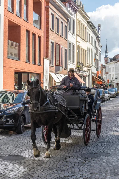 BRUGES, BELGIUM/ EUROPE - SEPTEMBER 25:  Horse and carriage in B — Stock Photo, Image