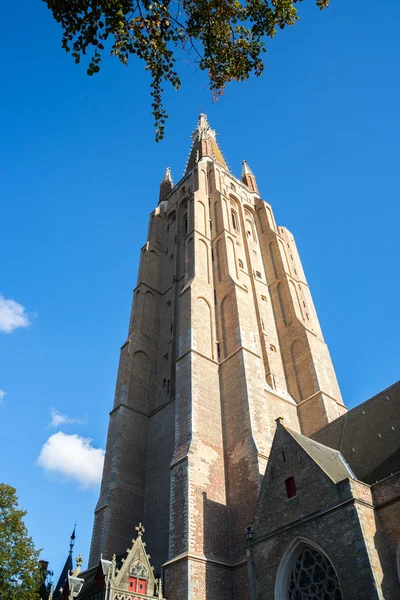 Brygge, Belgien / Europa - 25 September: Vårfrukyrkan i Br — Stockfoto