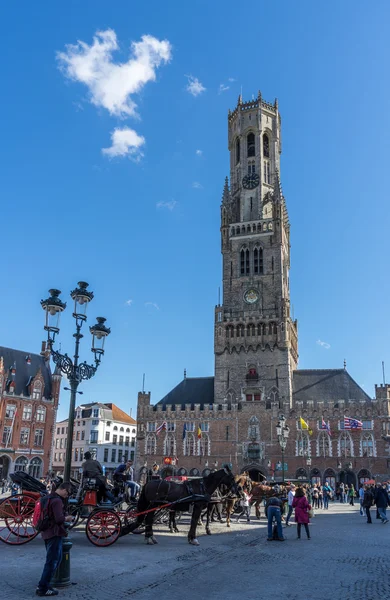 Brygge, Belgien / Europa - 25 September: vy mot klockstapeln — Stockfoto