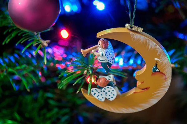 Moon and Angels on a Christmas Tree — Stock Photo, Image