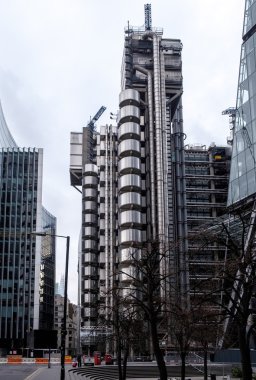 LONDON - DEC 20 : View of the Lloyds of London Building in London on Dec 20, 2015. Unidentified people.