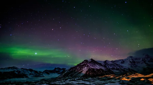 Nordlichter Südisland — Stockfoto