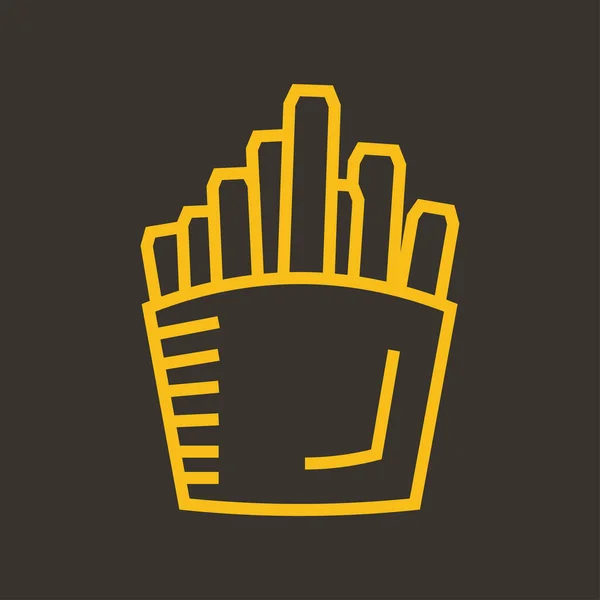 Французькі Картоплю Зображенні Прямокутного Дизайну Жовтий Чорному Тлі Підсмажена Картопля — стоковий вектор