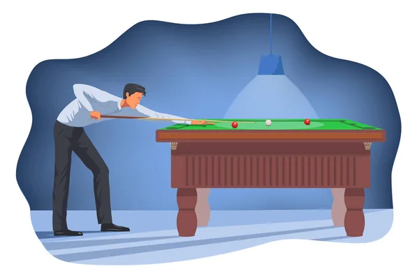 Snooker oyun sürecinin vektör düz tasarımı çizimi
