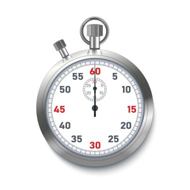 Gerçekçi gümüş Stopwatch vektör çizimi.